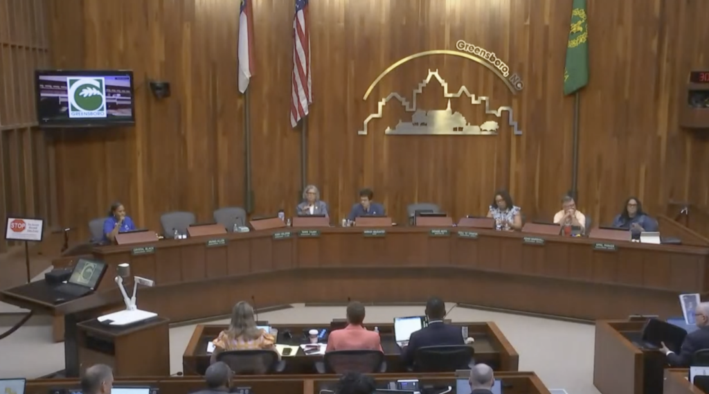 Greensboro's City Council, Aug. 17. (Via YouTube.)
